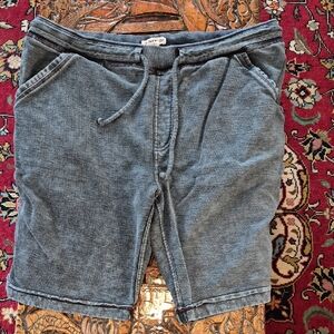 32 BAR BLUES Pull On Sweat Shorts Denim Look Large